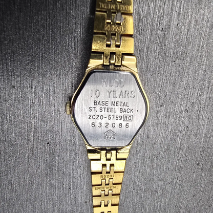 Seiko Watch Women 17mm Gold Dial Gold Tone Oval 2C20-5759 New Battery Vintage10