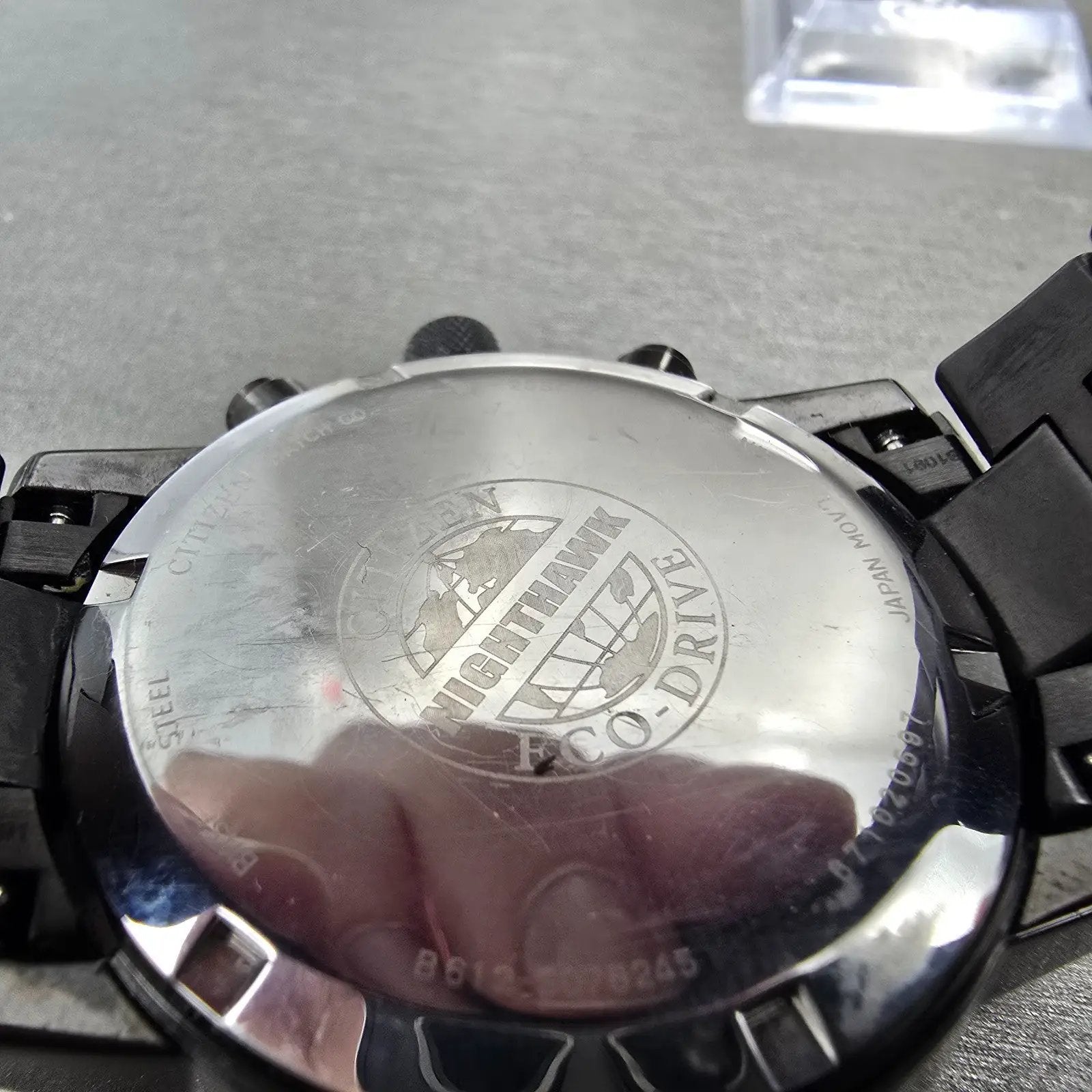 Citizen Eco-Drive Nighthawk Chronograph Watch Men 43mm Black Dial Black Runs9