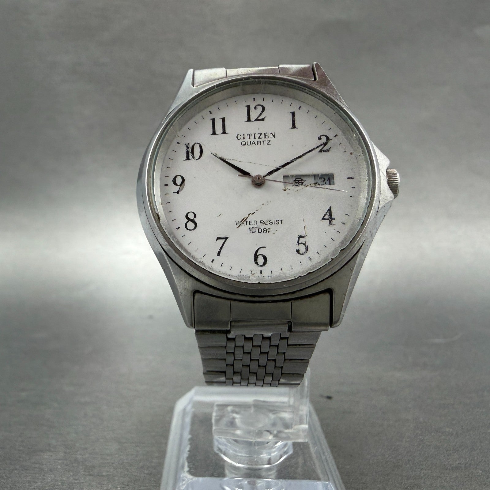 Citizen Watch Men 35mm White Dial Silver Tone Daydate Round 5500-F50131 New Batt5