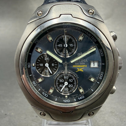 Festina Mecaquartz Chronograph Watch Men 38mm Blue Dial Steel Date PARTS0