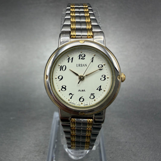 Seiko Alba Urban Watch Women 24mm Cream Dial Two Tone V701-1400 New Battery0