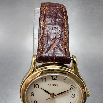 Seiko Spirit Watch Women 27mm White Dial Gold Tone 5e31-6c8a New Battery