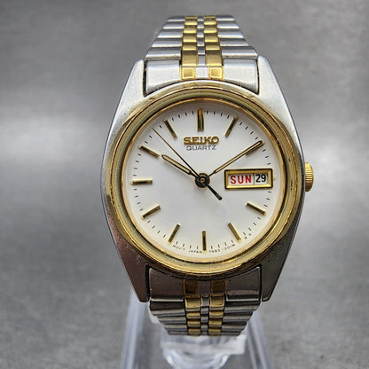 Seiko Watch Women 25mm White Dial Two Tone Daydate 7n430011 Round New Battery0
