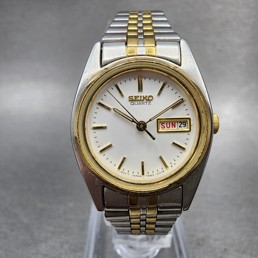 Seiko Watch Women 25mm White Dial Two Tone Daydate 7n430011 Round New Battery0