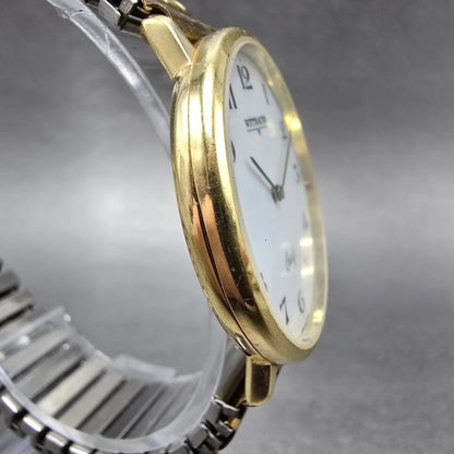 Wittnauer Watch Men 33mm White Dial Gold Tone Round New Battery Vintage3