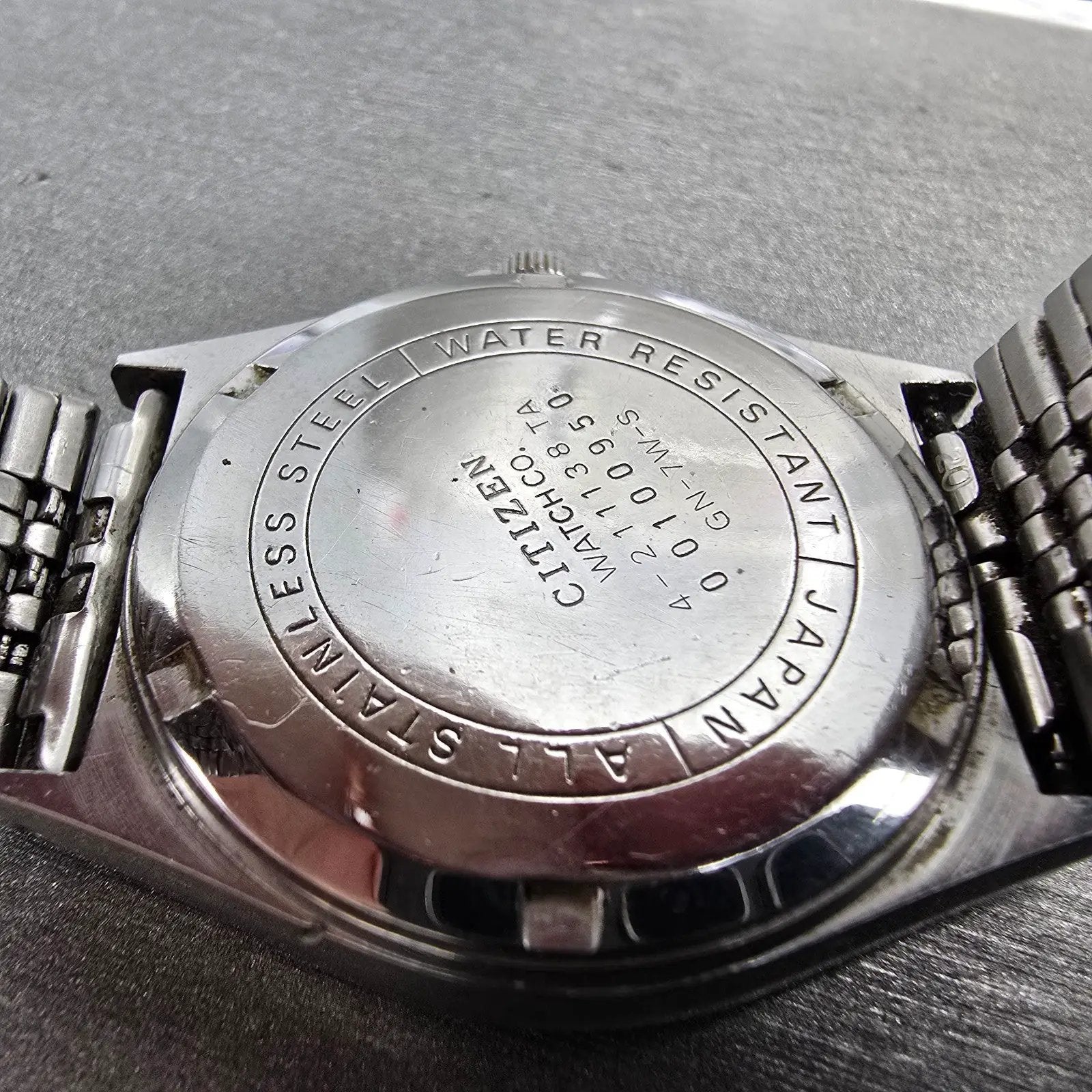 Citizen CQ Watch Men 35mm Silver Dial Silver Tone Daydate Round 4-211138 PARTS10