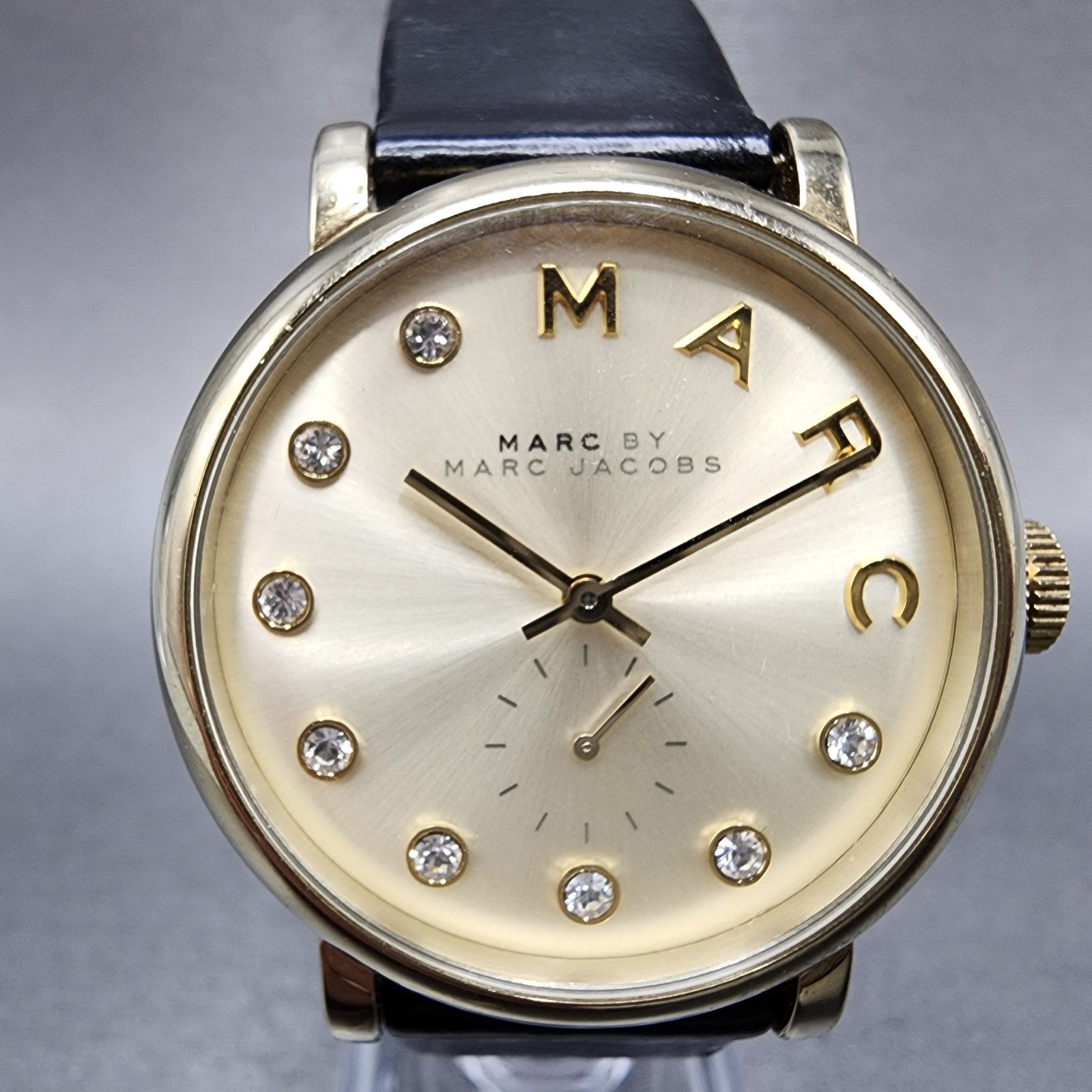 Marc By Marc Jacobs Baker Watch Women 36mm Gold Dial Gold Tone Round New Battery2
