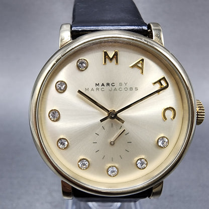 Marc By Marc Jacobs Baker Watch Women 36mm Gold Dial Gold Tone Round New Battery2