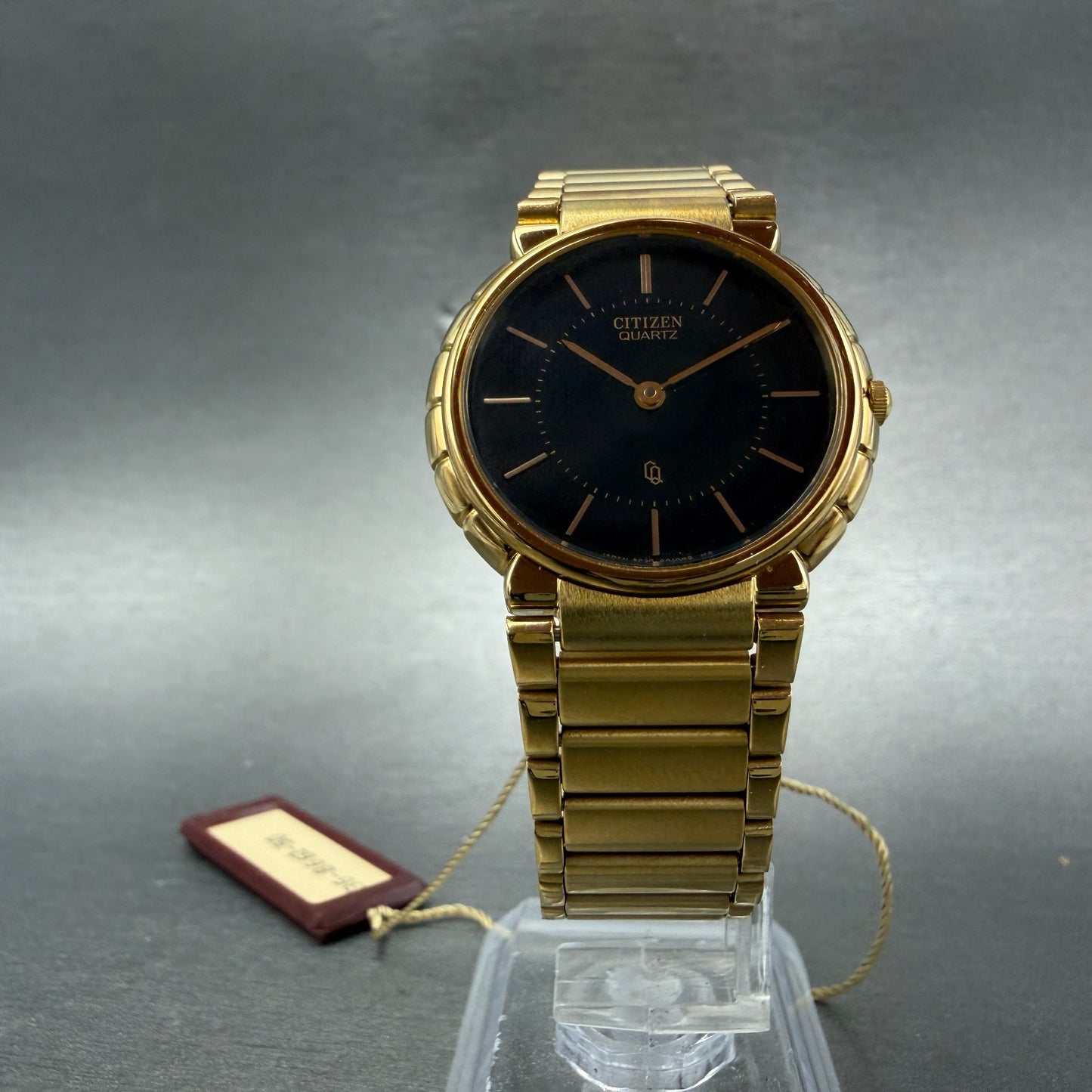 Citizen CQ Watch Unisex 30mm Black Dial Gold Tone Round 3620-364601 NewBat NOS5
