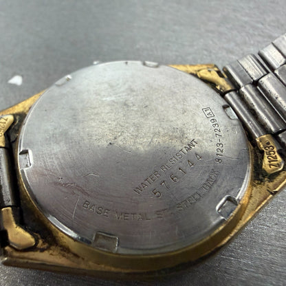 Seiko SQ Watch Men 35mm Cream Dial Gold Tone Daydate Round 8123-7239 PARTS VTG10