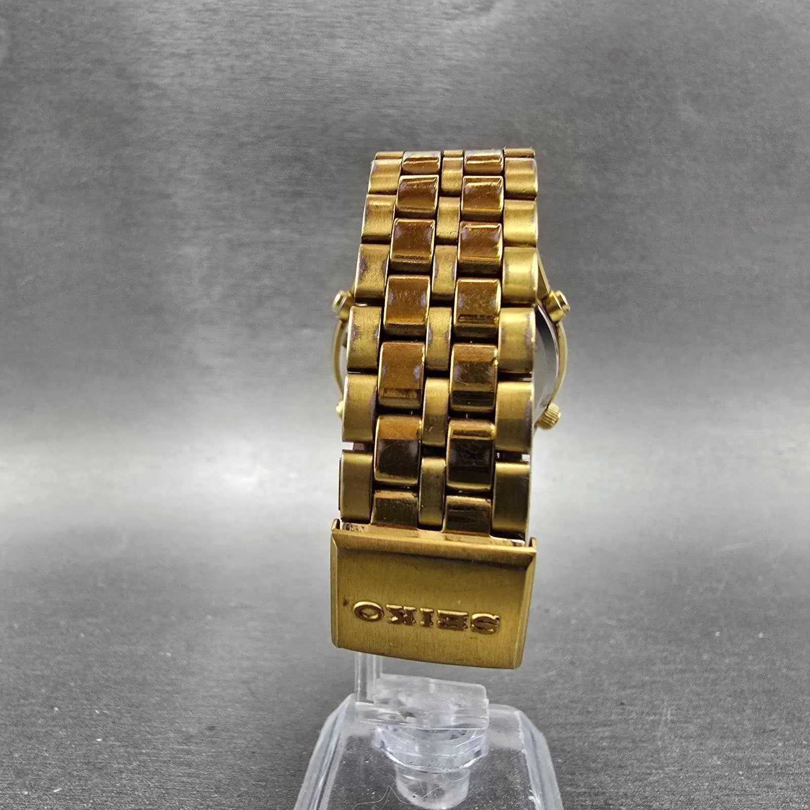 Seiko Chronograph Watch Men 38mm Cream Dial Gold Tone Daydate READ!! New Battery7