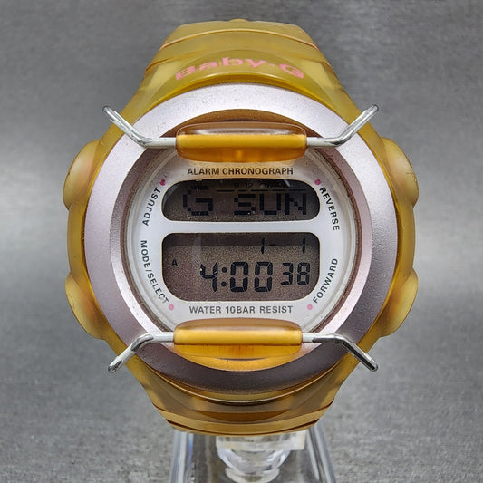 Casio baby G Watch Women 41mm Digital Clear Case Round Alarm Chrono New Battery0