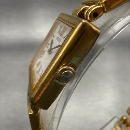 Seiko Watch Women 19mm White Dial Gold Tone Square V400-6280 New Battery2