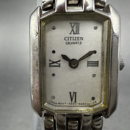 Citizen Tank Watch Women 17mm White Dial Silver Tone 5920-S53124 New Battery1