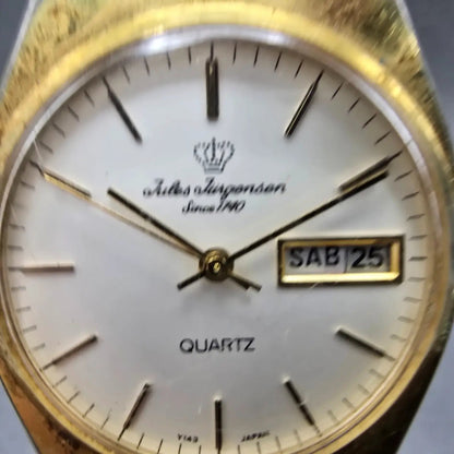 Jules Jurgensen Watch Men 34mm White Dial Gold Tone Daydate Round 4535 New Batt2