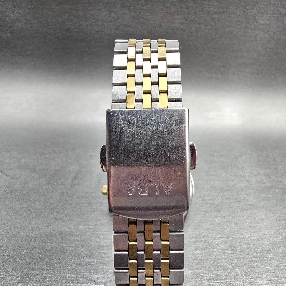 Seiko Alba Watch Men 35mm Silver Dial Two Tone Daydate 7N43-K001 New Battery7