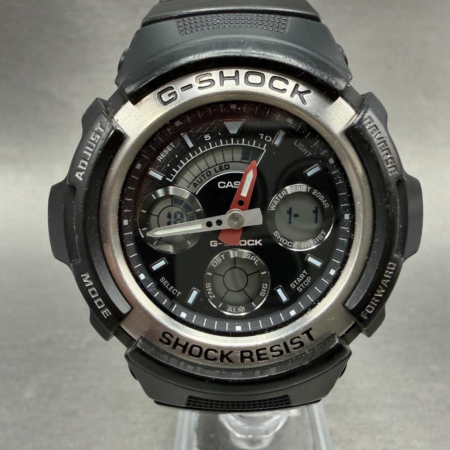 Casio G-Shock AW-590 Watch Men 47mm Black Tone Gray Bezel Alarm Chrono New BattL0