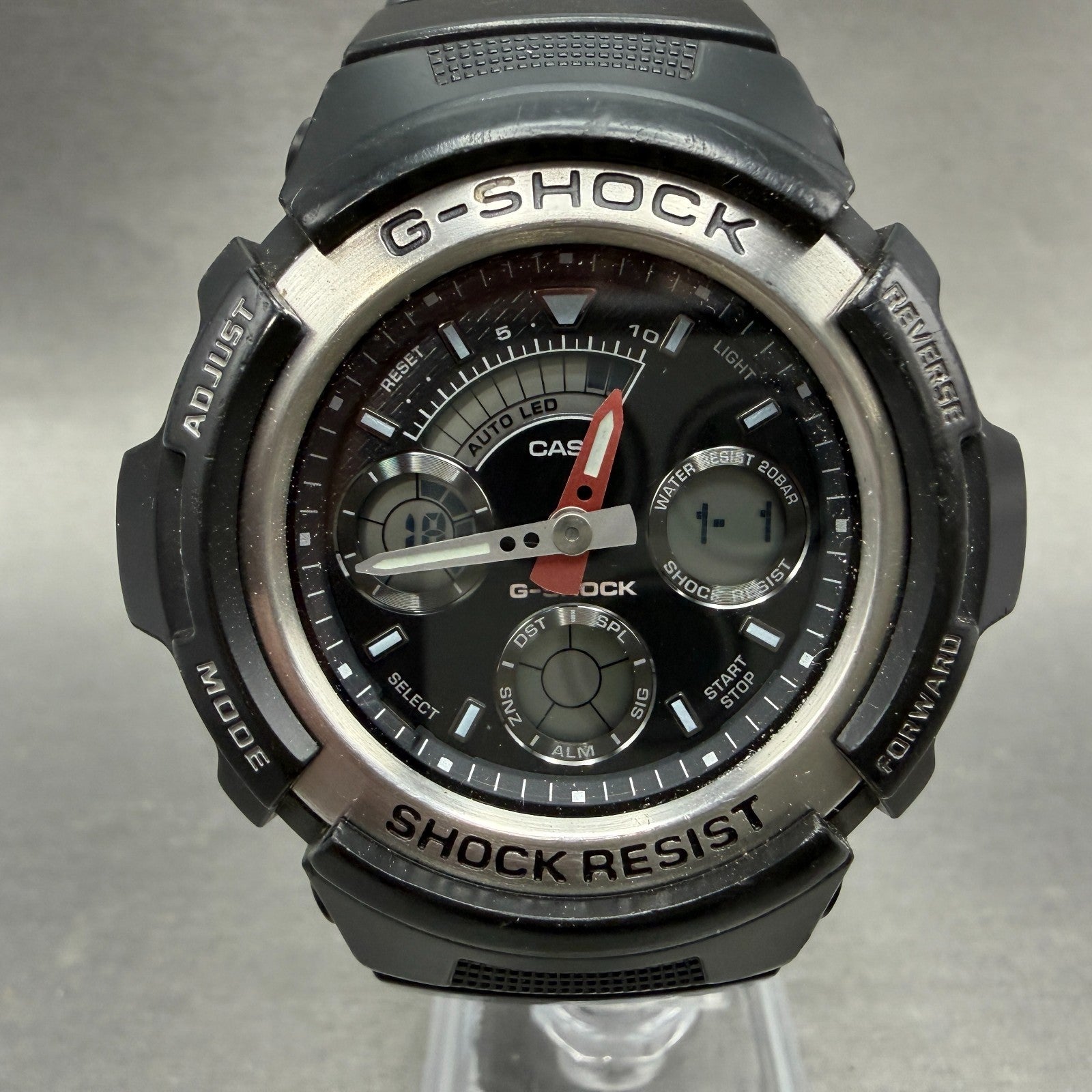 Casio G-Shock AW-590 Watch Men 47mm Black Tone Gray Bezel Alarm Chrono New BattL0