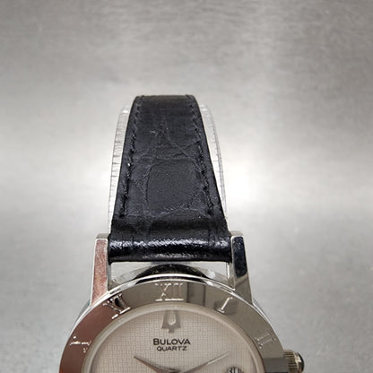 Bulova Longchamp Watch Women 25mm White Dial Silver Tone Date Round New Battery4