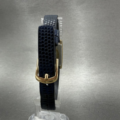 Seiko Tank Watch Women 15mm Blue Dial Gold Tone Rectangle 4N005369 New Battery7