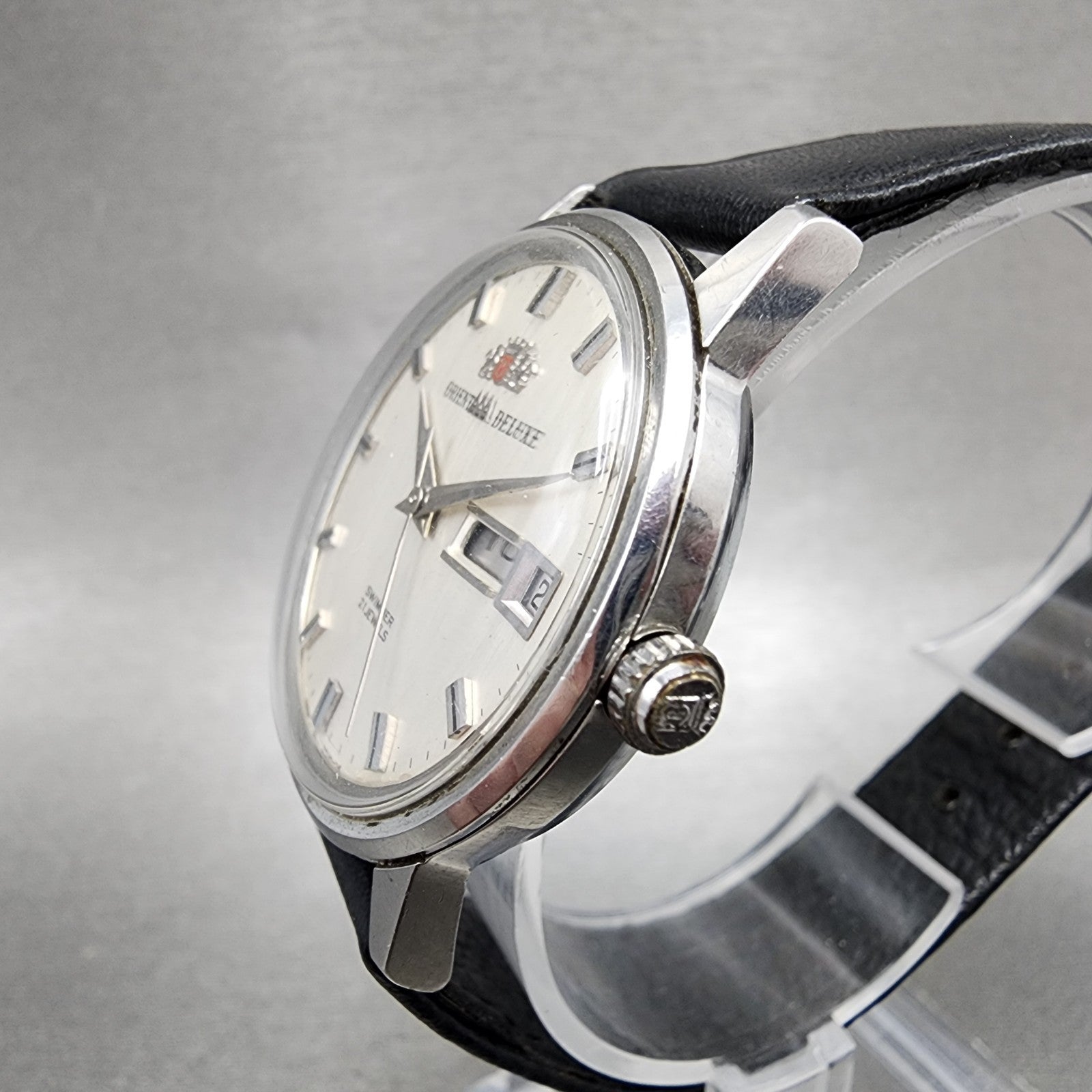Orient AAA Deluxe Watch Men 35mm Silver Dial Steel Daydate Automatic READ!! RUNS2