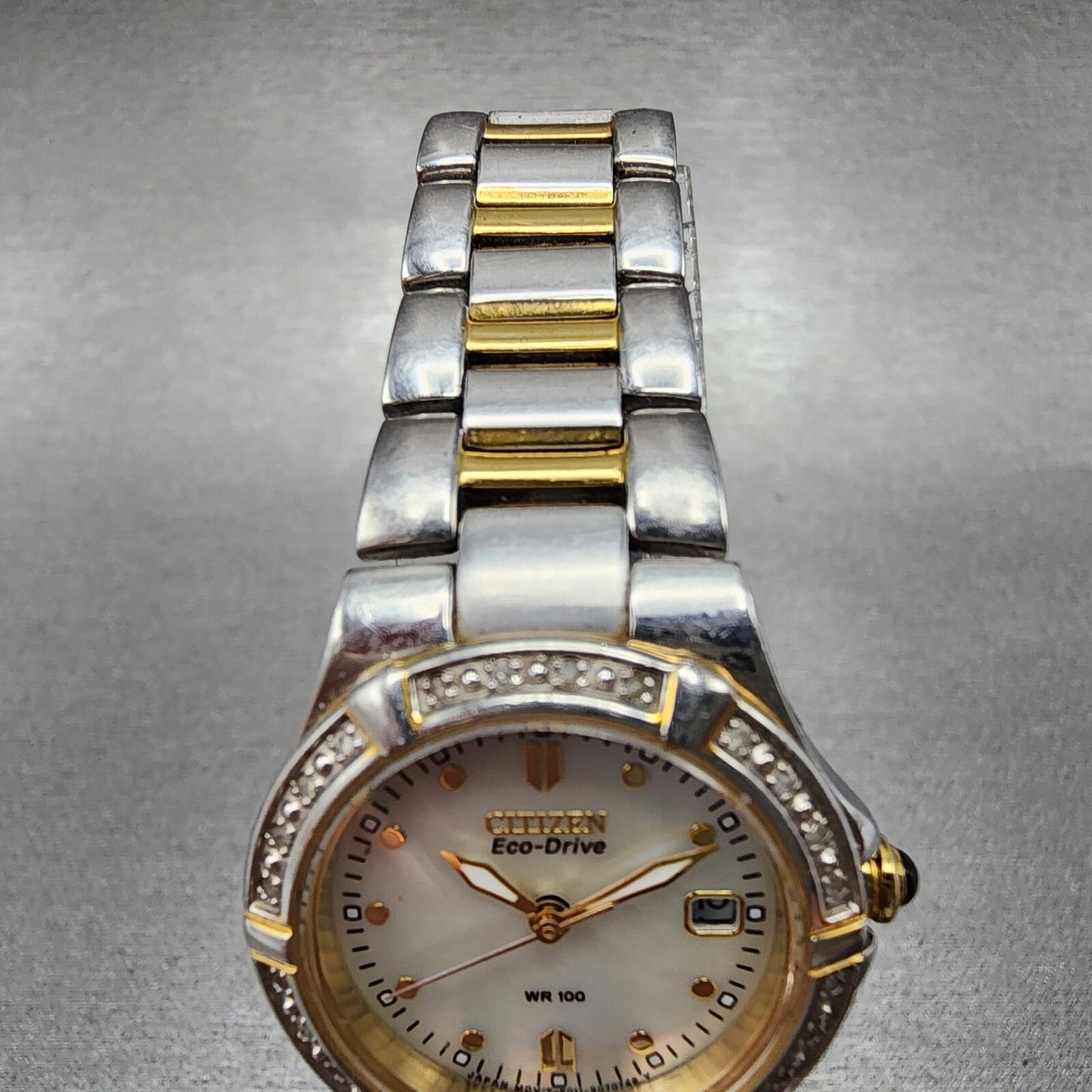 Citizen EcoDrive Watch Women 26mm MOP Dial Two Tone Date E011S044235 Works4