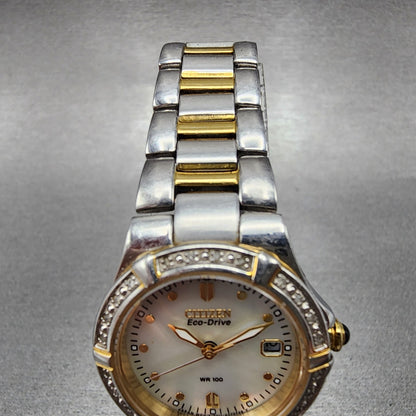 Citizen EcoDrive Watch Women 26mm MOP Dial Two Tone Date E011S044235 Works4