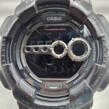 Casio G-Shock GD-100 Watch Men 51mm Black Dial Black Alarm Chrono New Battery1