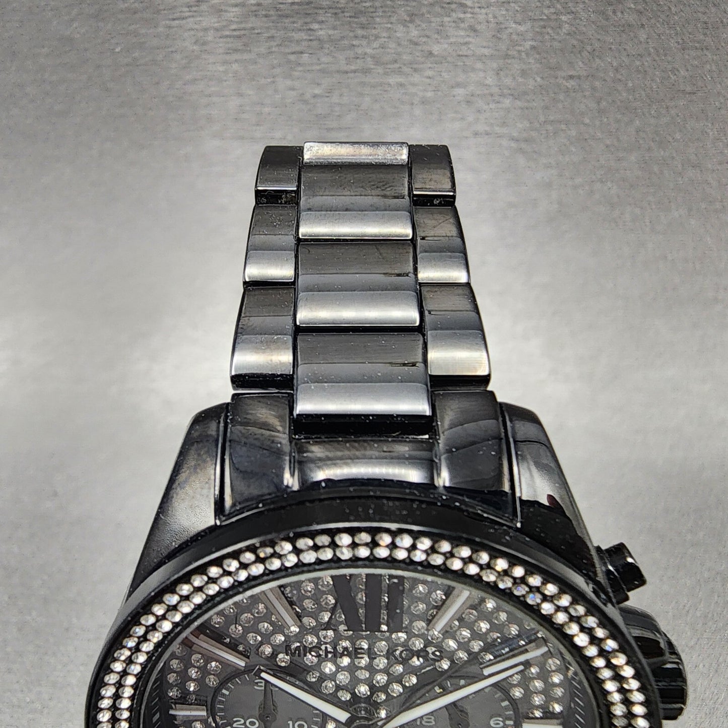 Michael Kors Wren Chronograph Watch Women 41mm Crystal Dial Black Date Newbat4