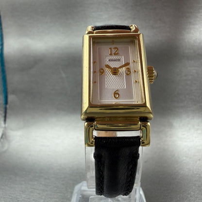 Coach Tank Watch Women 17mm White Dial Gold Tone Rectangle 0312 New Battery5