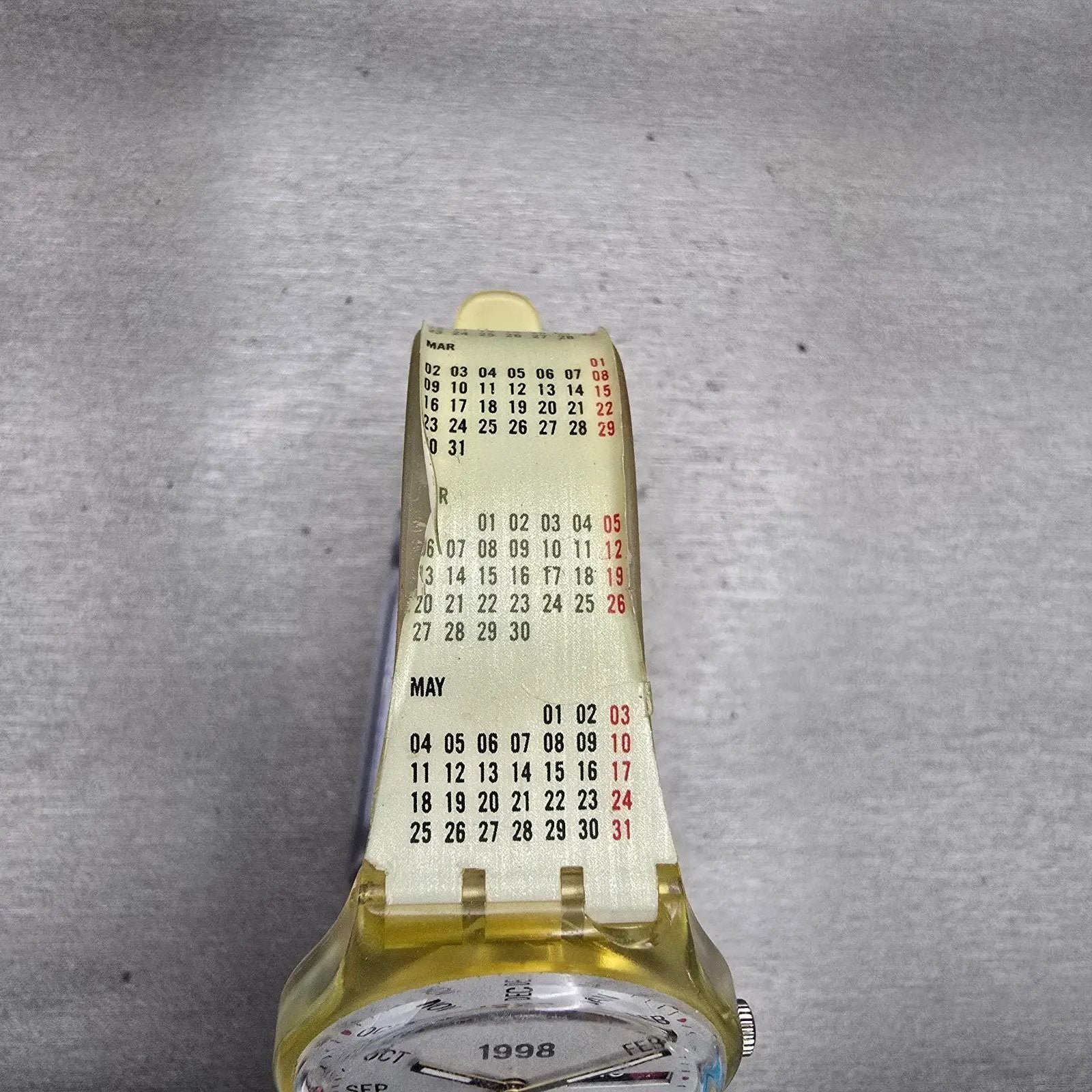 Swatch Gent CALENDARIUM Watch Men White Dial Clear Case Daydate GK726 New Batt4