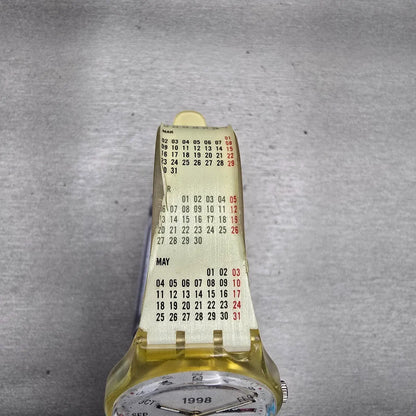 Swatch Gent CALENDARIUM Watch Men White Dial Clear Case Daydate GK726 New Batt4
