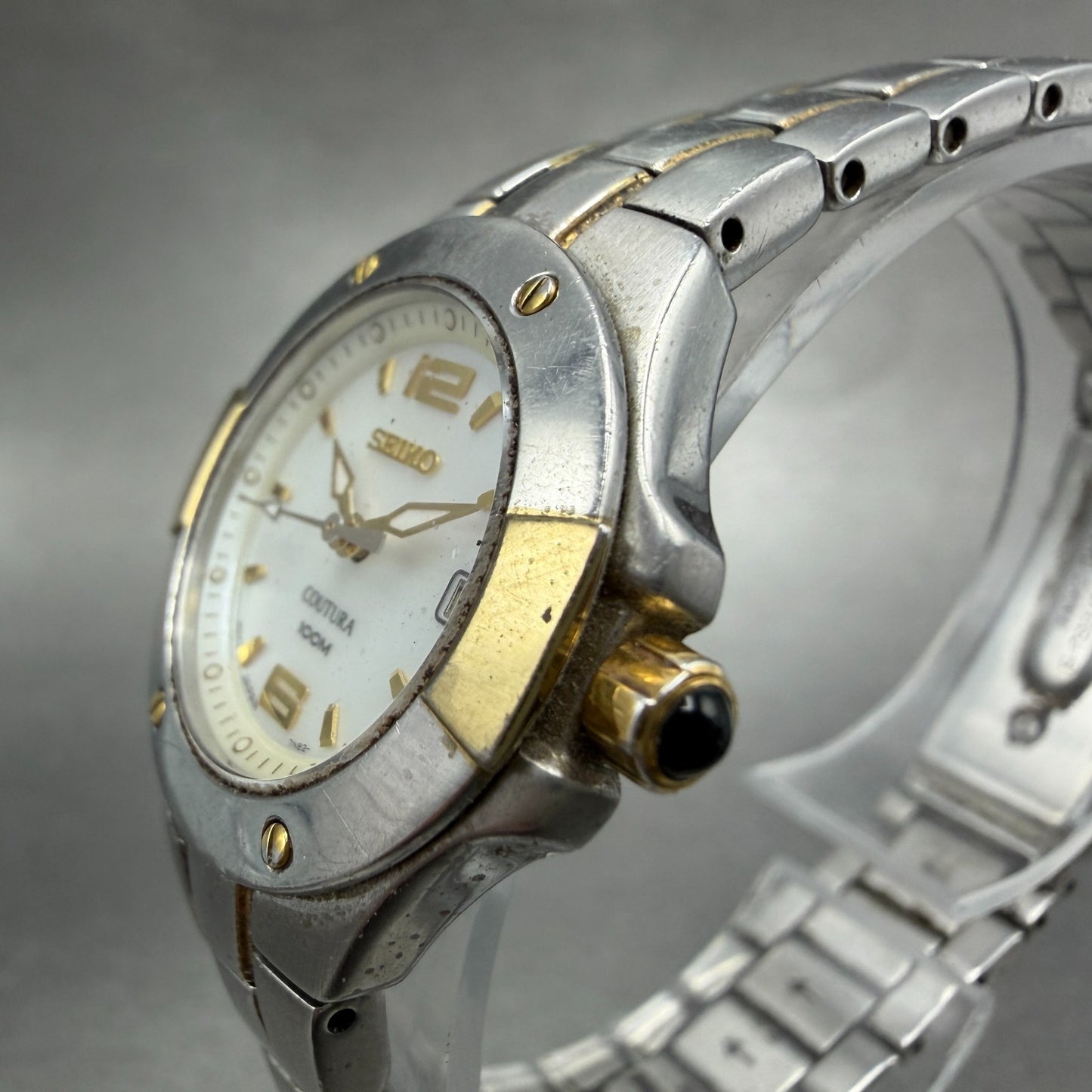 Seiko Coutura Watch Women 26mm MOP Dial Two Tone Date 7N82-0CA0 New Battery2