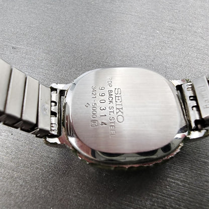 Seiko Watch Women 21mm Silver Dial SilverTone Rectangle 34215000 New Battery8