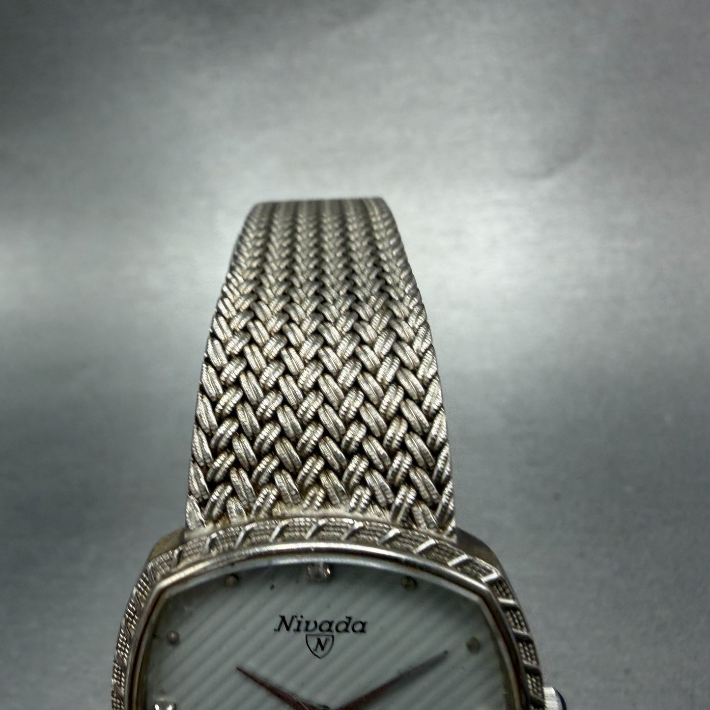 Nivada Watch Men 30mm Silver Dial Silver Tone Square N-21724 New battery4