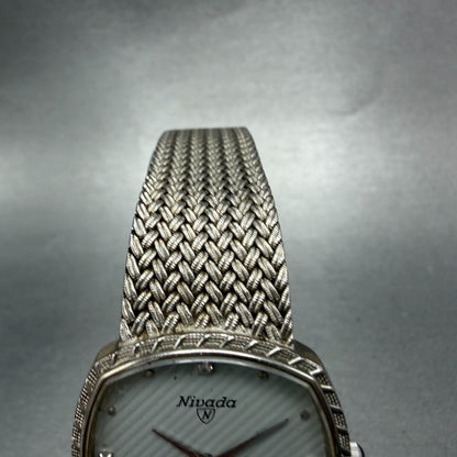 Nivada Watch Men 30mm Silver Dial Silver Tone Square N-21724 New battery4