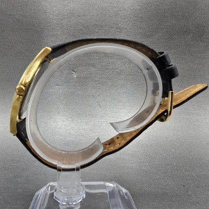 Movado Museum Watch Men 35mm Black Dial Gold Tone Round 87 E4 0863 New Battery M8
