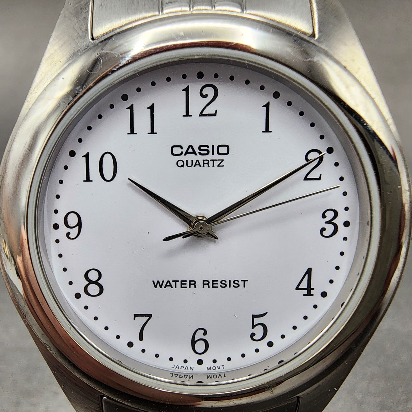 Casio Watch Men 36mm White Dial Silver Tone Round Mtp1129 New Battery1
