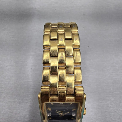 Citizen Watch Men 24mm Black Dial Gold Tone Rectangle 1022-K18078 New Battery4