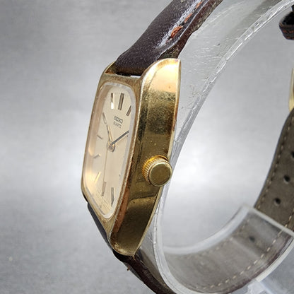 Seiko Watch Women 21mm Gold Dial Gold Tone Rectangle 14215380 New Battery VTG2