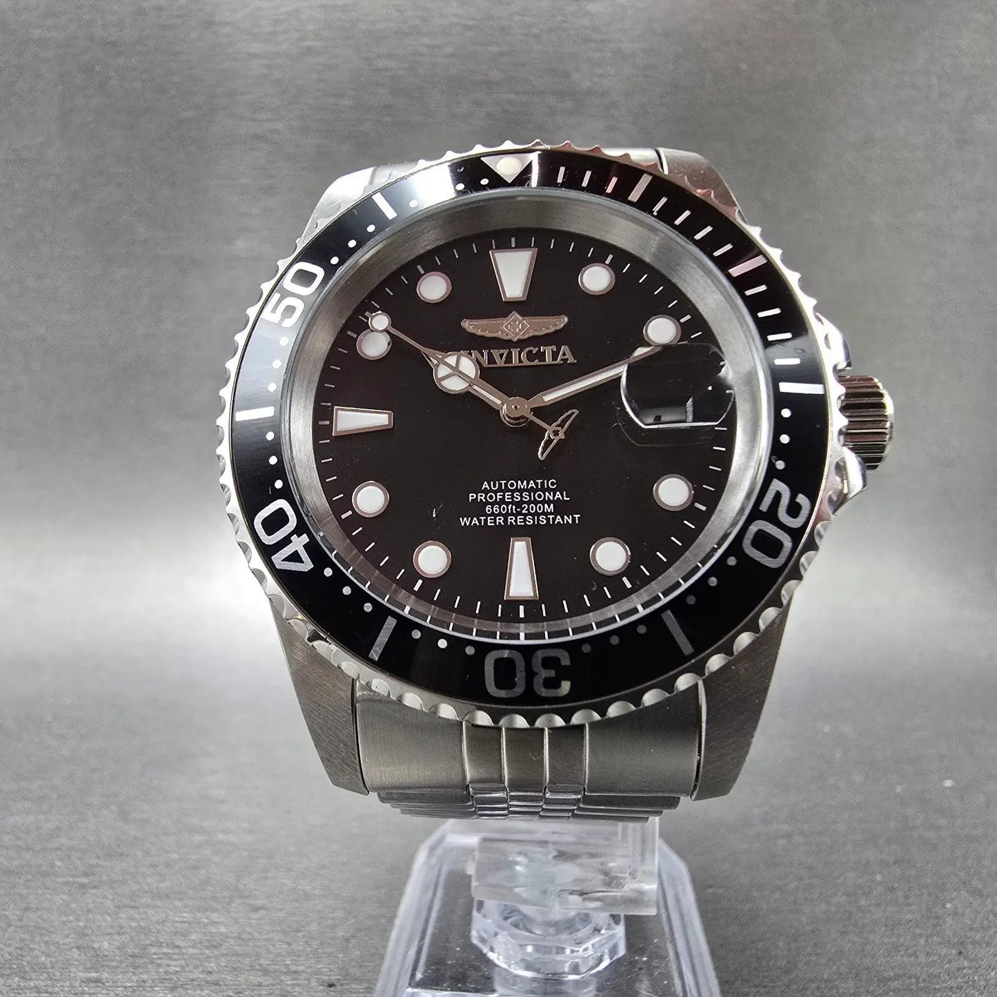 Invicta Pro Diver Automatic Watch Men 42mm Black Dial Steel Date 30091 Runs5