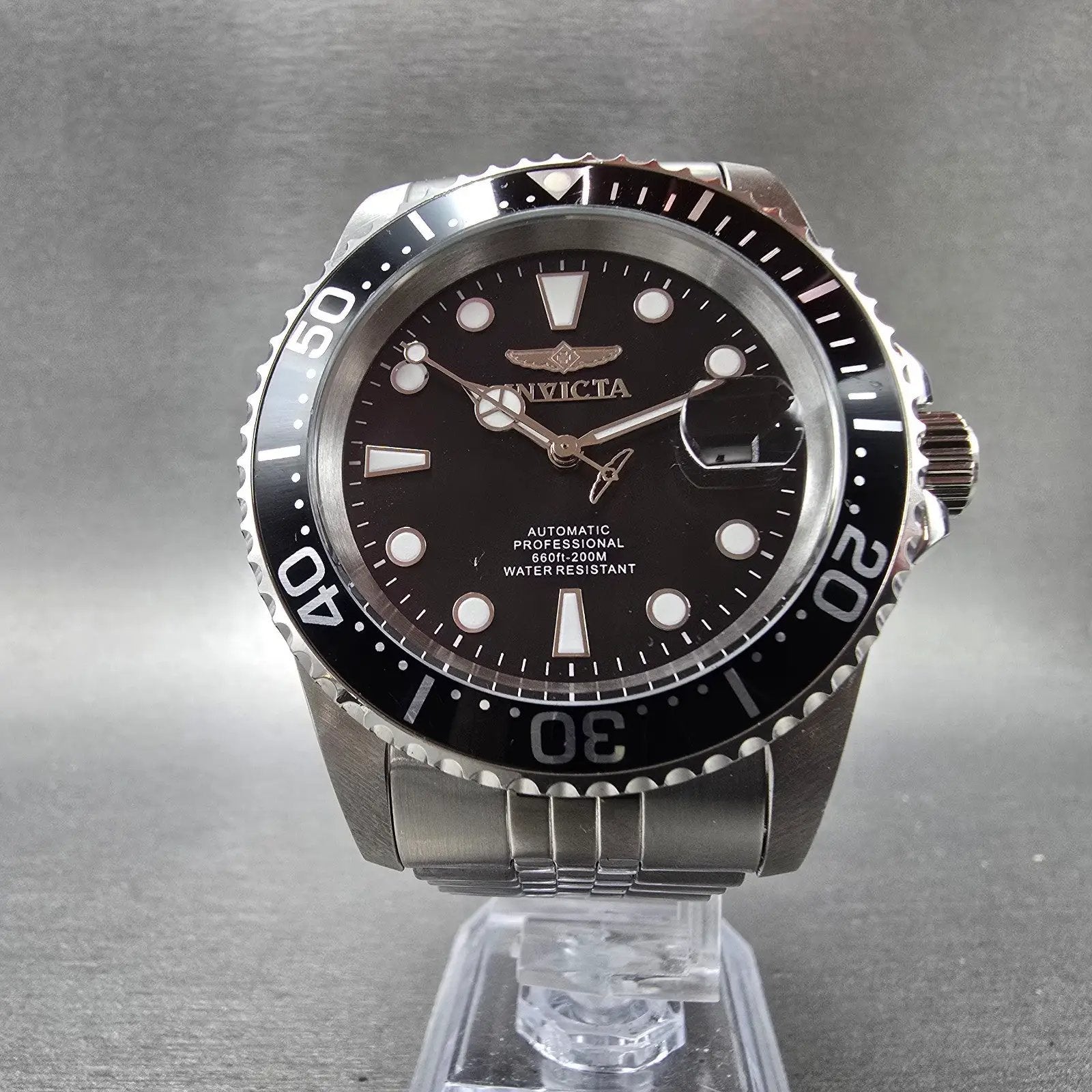 Invicta Pro Diver Automatic Watch Men 42mm Black Dial Steel Date 30091 Runs5