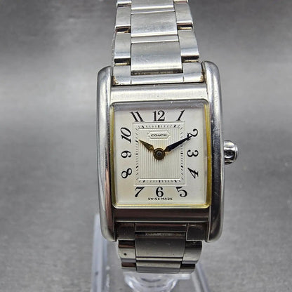 Coach Tank Watch Women 19mm Silver Dial Silver Tone Rectangle W002B PARTS0