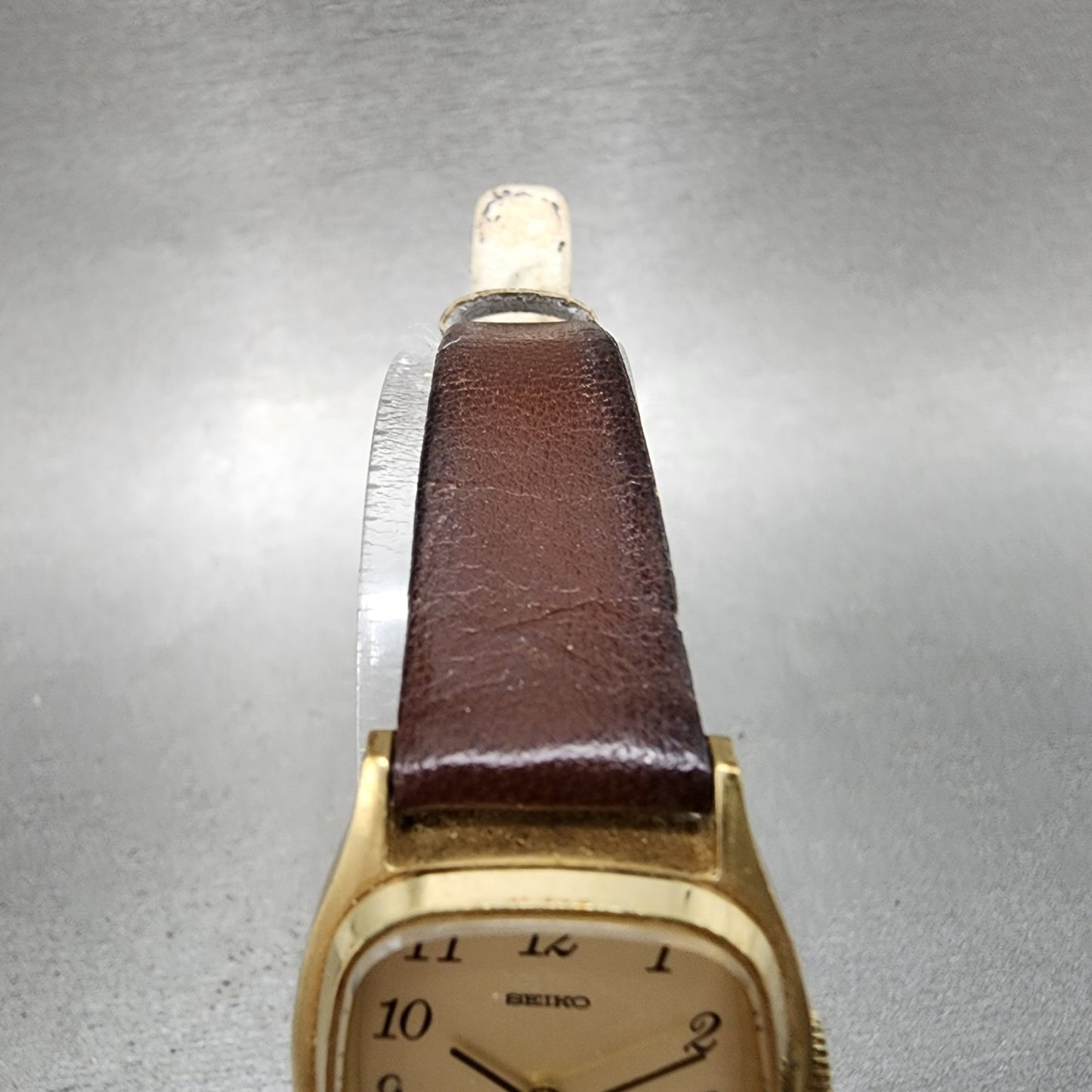 Seiko Socie Tank Watch Women 23mm Champagne Dial Gold Tone Manual 114500 Runs4
