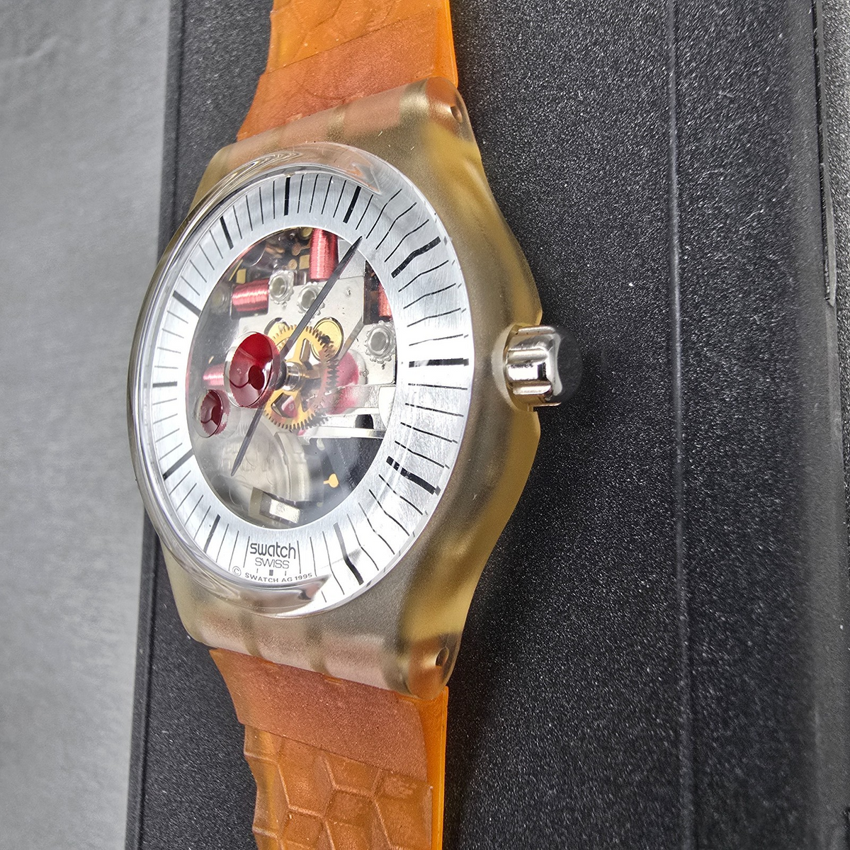 Swatch Musicall Adam Watch Men 34mm Skeleton Dial Alarm SLZ106 New Battery NOS4