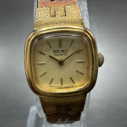 Seiko Watch Women 16mm Champagne Dial Gold Tone Rectangle 5420-5079 New Battery1