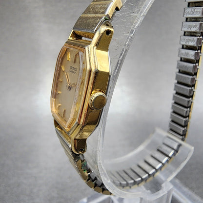 Seiko Watch Women 16mm Champagne Dial Gold Tone Octagon 2c205760 New Battery2
