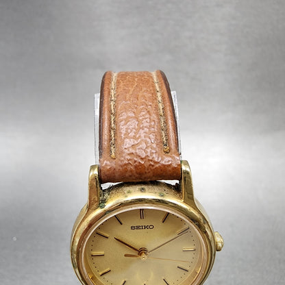 Seiko Watch Women 23mm Champagne Dial Gold Tone Round 2p210a9a New Battery4