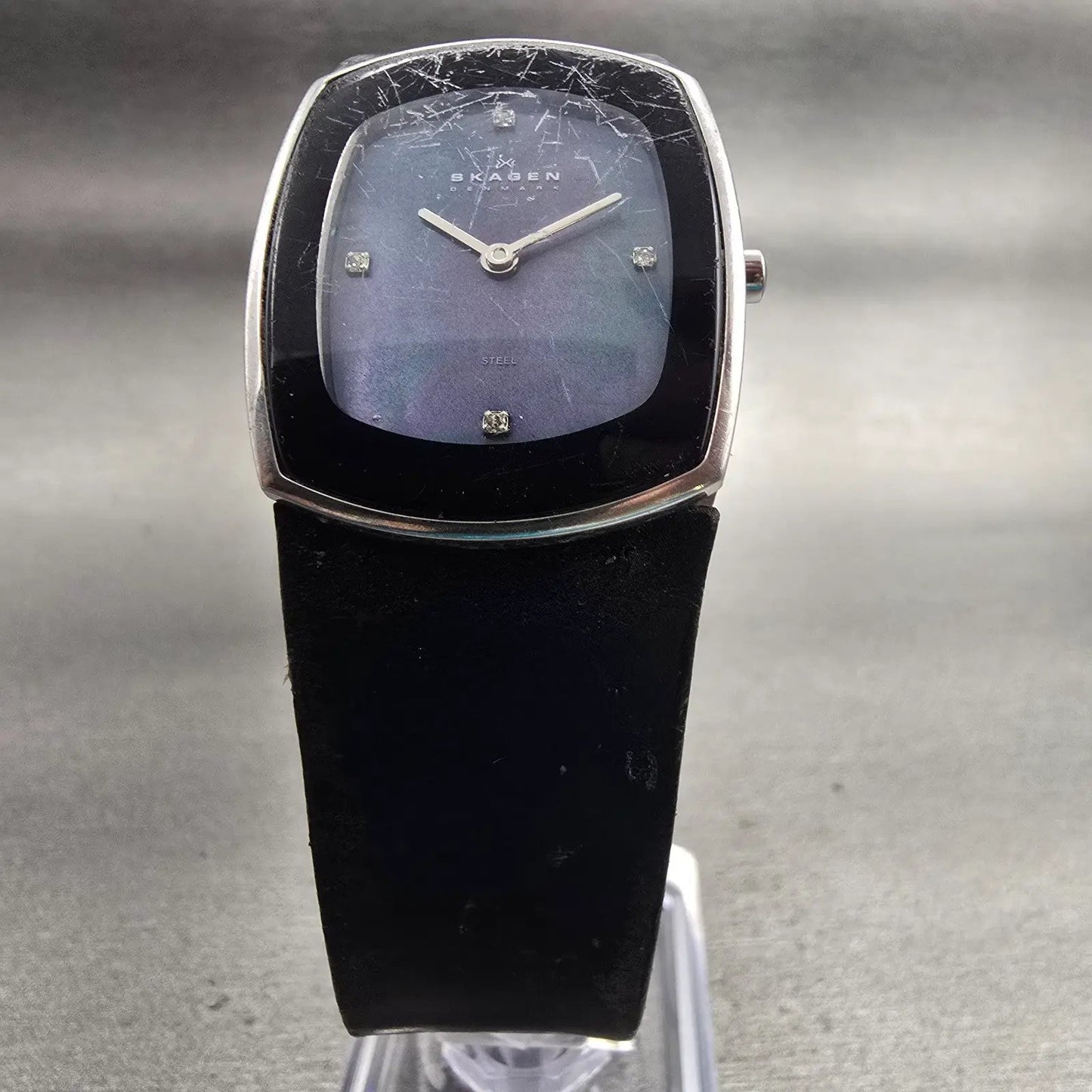 Skagen Denmark Watch Men 26mm MOP Dial Silver Tone Rectangle 649SSLB New Batt5