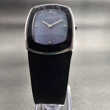 Skagen Denmark Watch Men 26mm MOP Dial Silver Tone Rectangle 649SSLB New Batt5